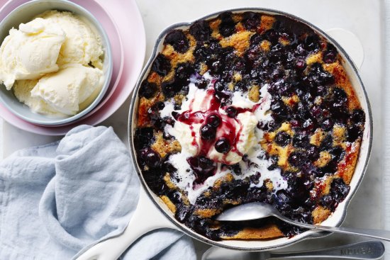 This blueberry bake is somewhere between a pudding and cake.