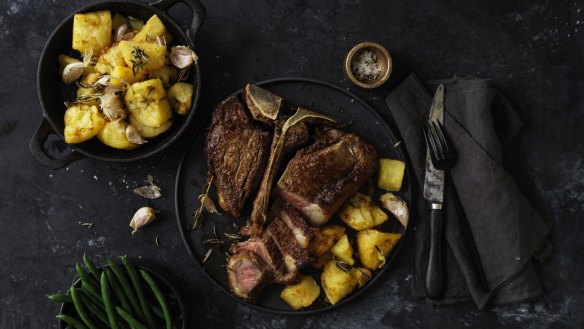 Steak and Co's T-bone and potatoes. 