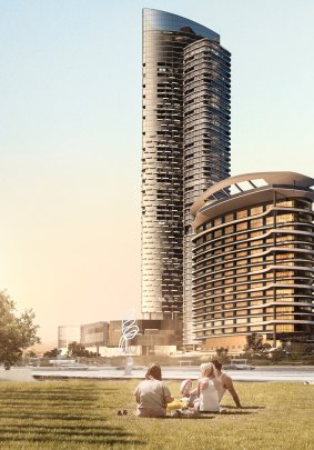 The new $400 million, 700-key hotel and apartment tower at The Star Gold Coast. The tower is part of an overall planned investment of $850 million to expand the Broadbeach property (formerly known as Jupiters).