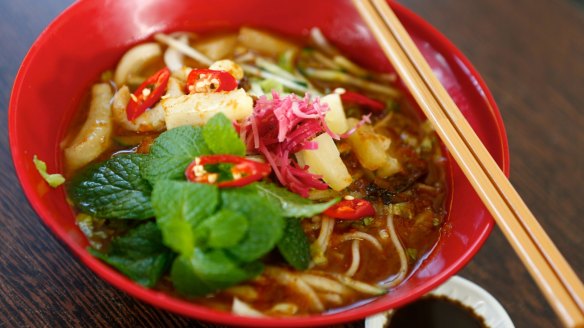 Penang assam laksa at Madam Kwong's Kitchen in Box Hill.