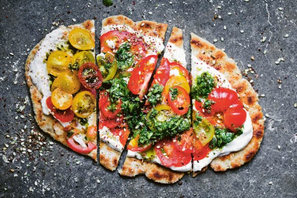 Yoghurt and oat flatbread.