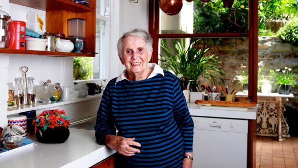 Margaret Fulton pictured in her home kitchen in 2012.