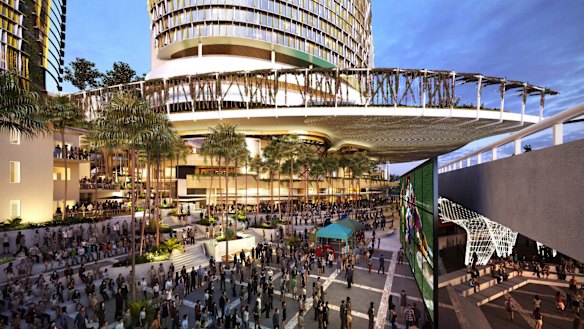 Destination Brisbane concept images for the Queens Wharf mega development in Brisbane.