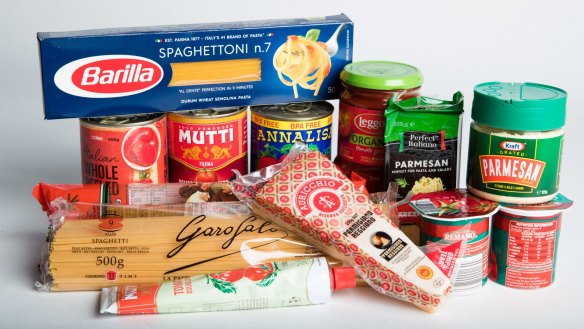 Essential ingredients: These spaghetti, tinned tomatoes, tomato paste and parmesan products were tasted.