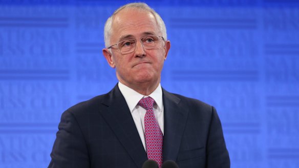 Prime Minister Malcolm Turnbull addresses the National Press Club in Canberra.