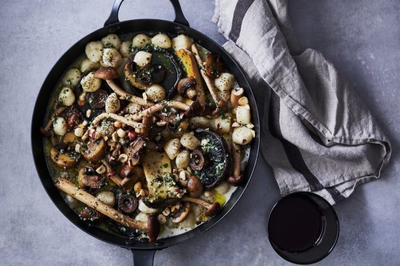 Baked herb and garlic mushroom gnocchi