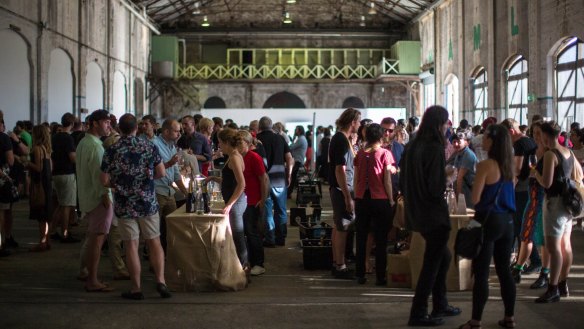 The wine tasting room at Rootstock 2016, Carriageworks.