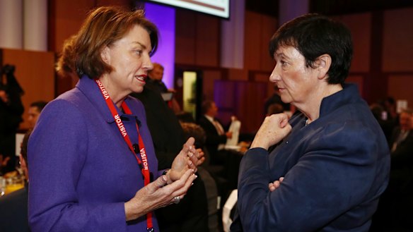 Banker's Association chief Anna Bligh with Business Council chief Jennifer Westacott. The council wants US-style corporate tax cuts, which had worsened that country's massive deficits.