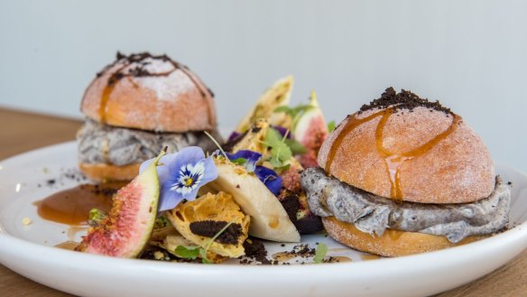 Cookies and cream doughnut sliders with smashed Oreos at Left Field in Carnegie.