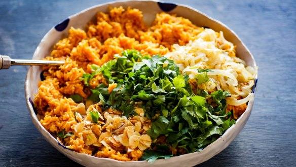 This comforting rice dish is inspired by the west African favourite, jollof.