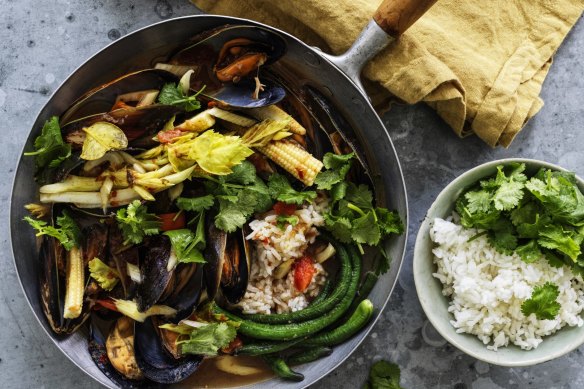 Hot, sour and briny: Thai -style mussel curry.