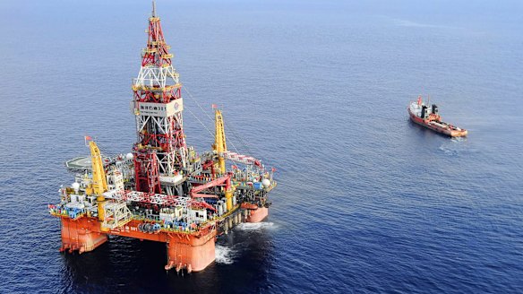 A Chinese oil rig that has recently been dragged into waters that Vietnam claims in the South China Sea.