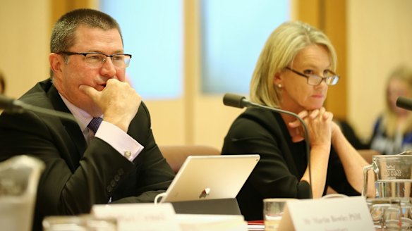 Department of Health Secretary Martin Bowles and Senator Fiona Nash at the Senate estimates hearing. 