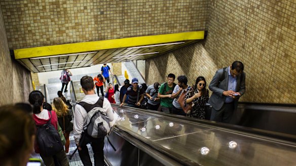 The sole escalators to the Eastern Suburbs Line at Redfern Station.
