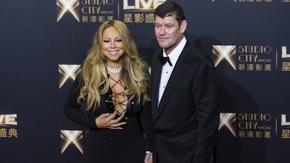 James Packer and fiance Mariah Carey.