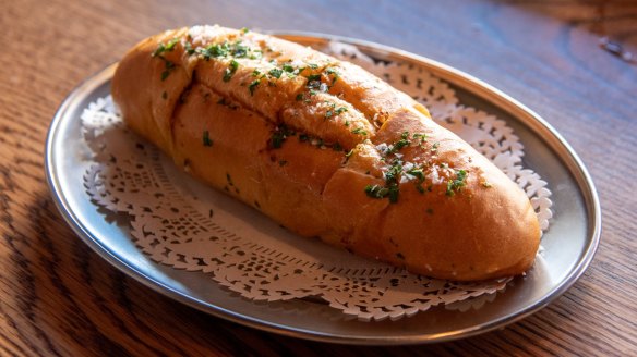 Garlic bread with an embarrassment of garlic and butter.