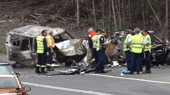 The scene of the crash on the Princes Highway south of Sussex Inlet on Boxing Day.
