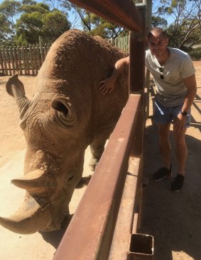 Zaharakis with a rhino.