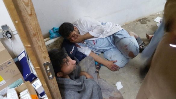 Injured Doctors Without Borders staff after an explosion near their hospital in the northern Afghan city of Kunduz on Saturday.