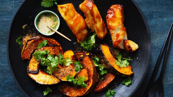 Miso glazed glacier toothfish with sesame dressing, and spiced pumpkin.