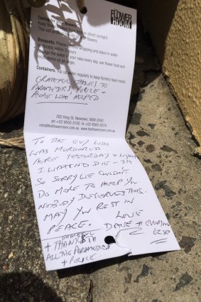A note placed at the Camperdown bus stop by local resident, David.