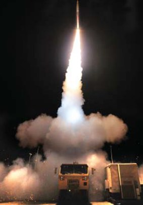The THAAD system fires.