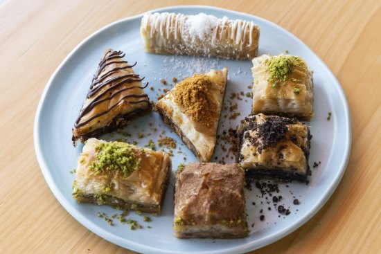 Assorted baklava  pastries with traditional and original flavours.