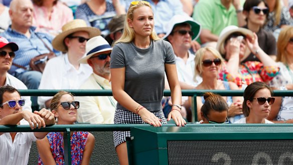 Kyrgios slur: Donna Vekic watches Stan Wawrinka in action at Wimbledon.