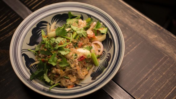 Just-cooked baby squid is the star of this glass noodle dish.
