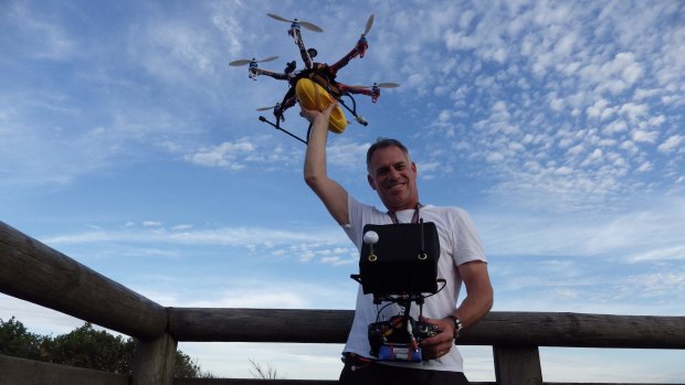 Robin Lowe is developing a drone that could deliver a flotation device to stricken swimmers.