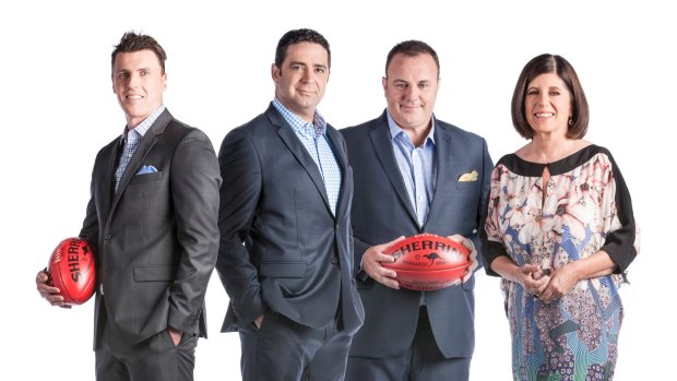 Knowledgeable: Matthew Lloyd, Garry Lyon, Craig Hutchison and Caroline Wilson from Nine's <i>Footy Classified</i>.