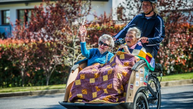 They joined local Pedal Power ACT pilots in bringing smiles to participants from Canberra nursing homes.