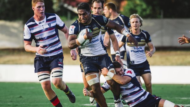 ACT Brumbies v Melbourne Rebels in Super Rugby trial at Seiffert Oval. Left flanker Isi Naisarani. Photo: Jamila Toderas