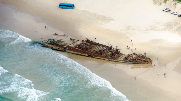 The impressive SS Maheno shipwreck lies on the coast of Fraser Island.