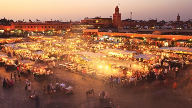 There are fewer crowds at Jemaa el-Fnaa in Marrakech during winter.