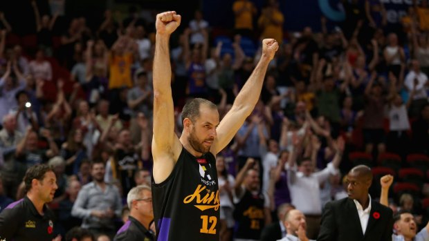 SYDNEY, AUSTRALIA - NOVEMBER 07: Aleks Maric of the Kings celebrates during the round five NBL match between the Sydney Kings and the Cairns Taipans at Qudos Bank Arena on November 7, 2016 in Sydney, Australia. (Photo by Jason McCawley/Getty Images)