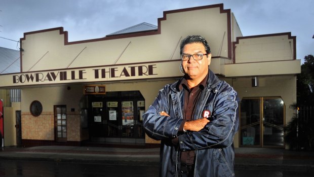 Aden Ridgeway in front of the Bowraville picture theatre.
