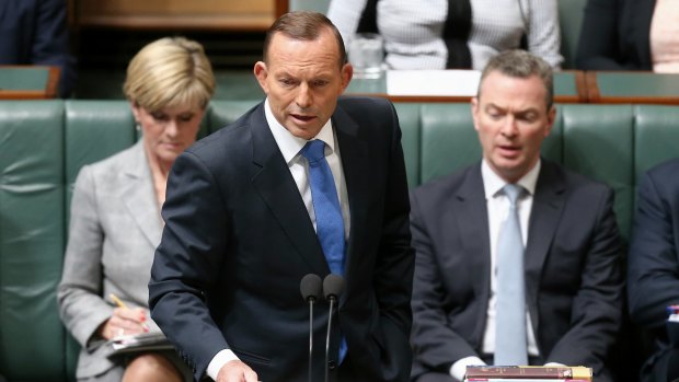 Prime Minister Tony Abbott during question time on Monday.