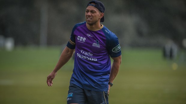 Christian Lealiifano leaves the field clutching his hamstring during Wednesday's training. 