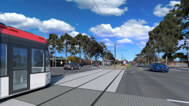 An artist's impression of Canberra's proposed light rail.