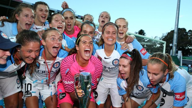 Melbourne City celebrate after going back-to-back in the W-League.