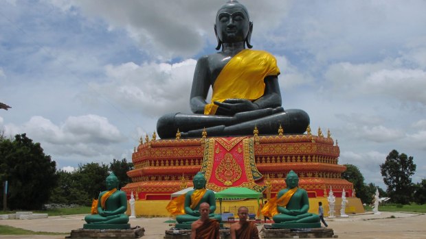A massive replica of Thailand's celebrated Emerald Buddha statuette which rogue monk Wirapol Sukphol had built.