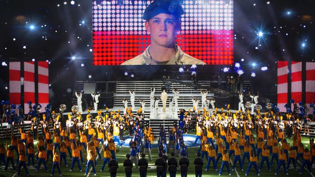 Joe Alwyn, as the traumatised war hero Billy Lynn, in Ang Lee's <i>Billy Lynn's Halftime Walk</i>.