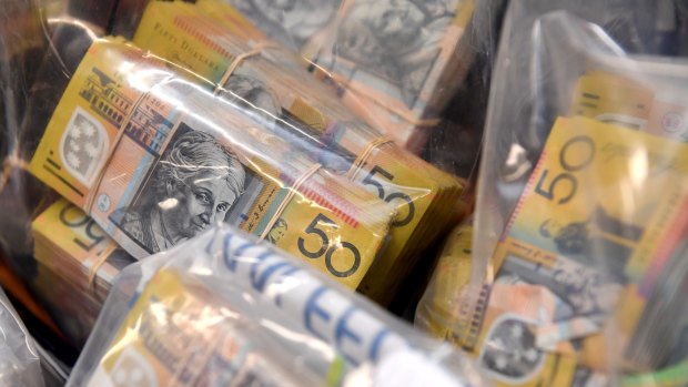 Seized items on display at a media conference at the AFP headquarters in Sydney.