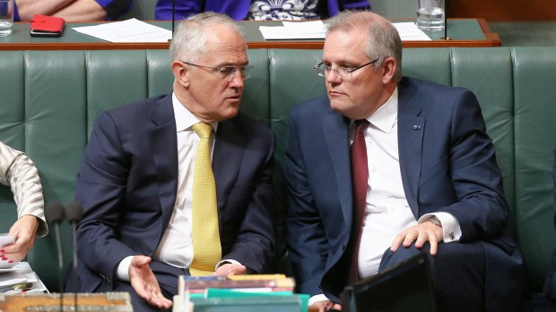 Malcolm Turnbull and Scott Morrison in Parliament.