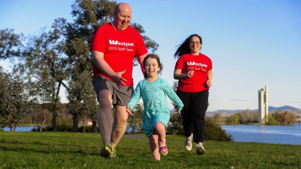 Westpac ACT regional general manager Daniel Flowers, his wife, Vanessa and daughter, Rebecca,4 of Wamboin.