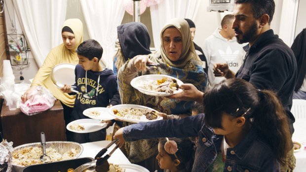 Chicken and rice, roast vegetables, lamb and baklava were served at the Chafic household on Thursday.