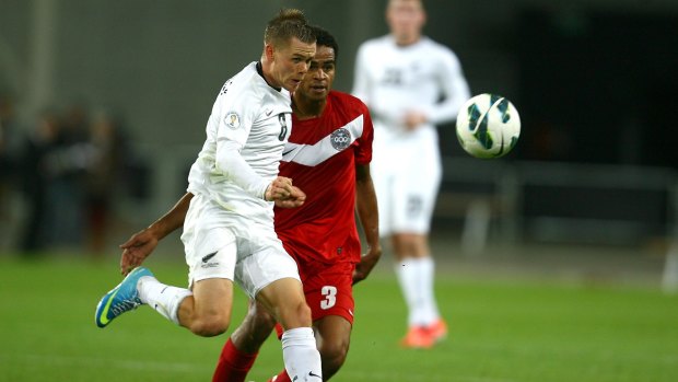 All White Michael McGlinchey leads NZ in attack against New Caledonia in a World Cup qualifier in 2013.
