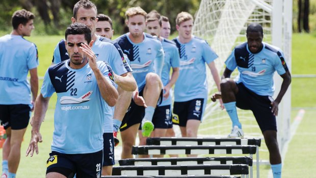 In a rut: Sydney FC players train at Macquarie University.