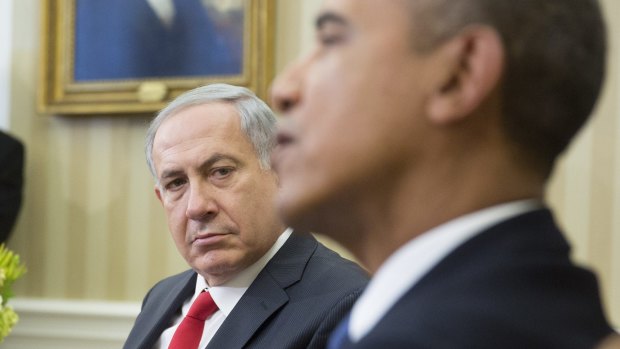 Israeli Prime Minister Benjamin Netanyahu with US President Barack Obama at the White House in Washington in 2014. 
